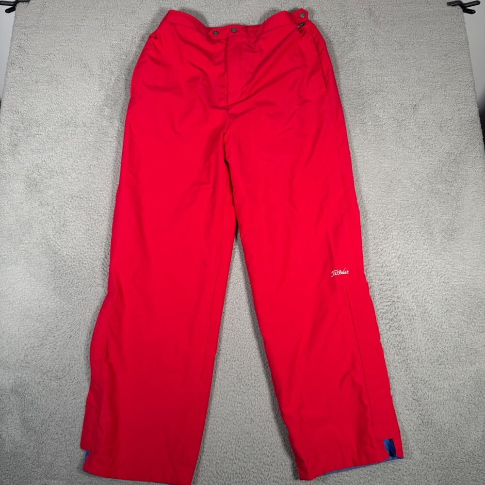 Vtg Titleist Pants Mens Large Red Gore Tex Golf Rain Wind Lined Adjustable